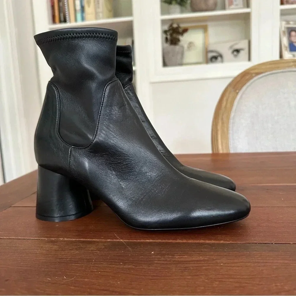 NEW KHAITE 65mm Wythe Black Leather Ankle Boots, Size 38.5 EU